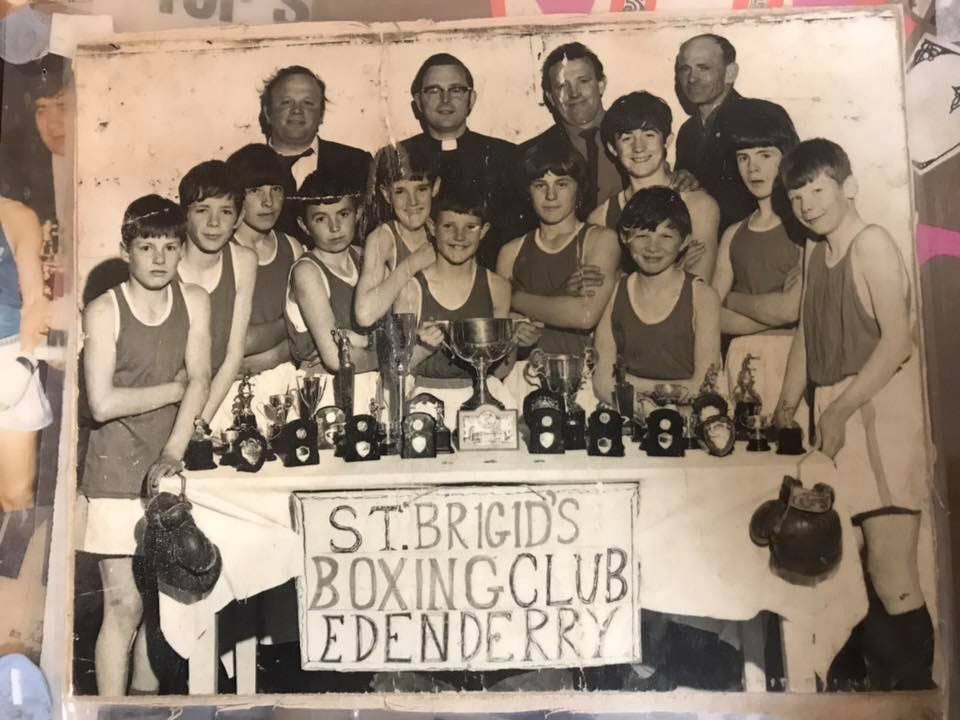 An early St Brigid's Boxing Club Edenderry team photographed with their trophies